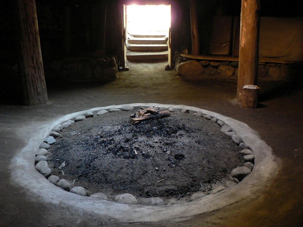Interior of a Sinixt pithouse in the Slocan Valley