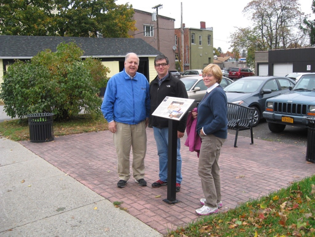 From left to right: George Hamell, Curator of the Rock Foundation Collection,  Andy Stout, Eastern Regional Director of the Conservancy, and Martha Sempowski, Archaeologist at the Rochester Museum and Science Center.