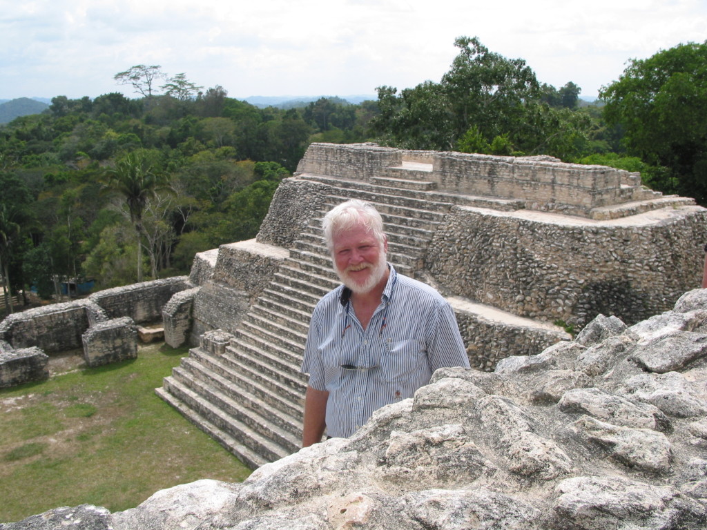 Henderson leading an Archaeological Conservancy Tour at Caana Pyramid a part of Caracol Mayan Ruins, Belize.