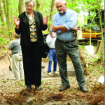 First Colony Foundation President Phil Evans and historian Karen Kupperman observe the fieldwork at Fort Raleigh in 2008. Credit: Nicholas Luccketti