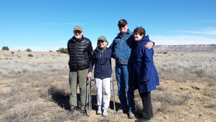 Gordon Wilson, TAC Chairman of the Board, visiting the Conservancy's 501st Saved Site with fellow board members, William 'Bill' Lipe and Carol Condie (left), and Dorinda Oliver (right). Photo: The Archaeological Conservancy.