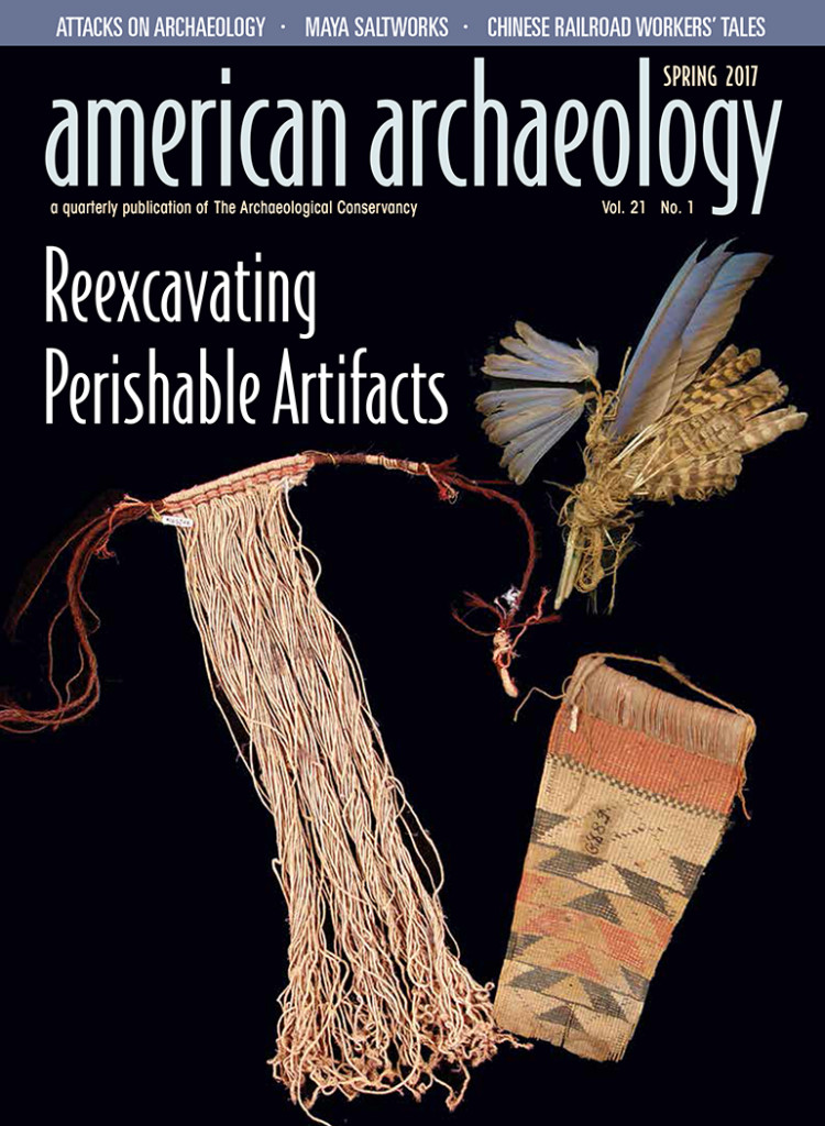 COVER: A feather bundle (upper right), a pair of tapestry-woven yucca sandals (below) and a woman’s yucca-cordage apron with human-hair waistcord are some of the artifacts researchers have reexcavated. Credit: Courtesy of the American Museum of Natural History cat. # H-13338; the Museum of Peoples and Cultures, Brigham Young University cat. #1992.30.1 and .2; the Field Museum of Natural History cat. #165246/Laurie Webster