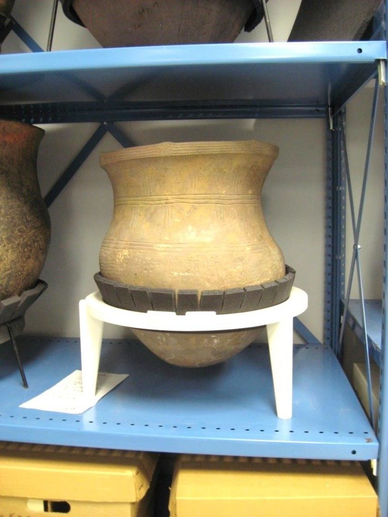 An incised pot from the Footer site, at the the Rochester Museum.