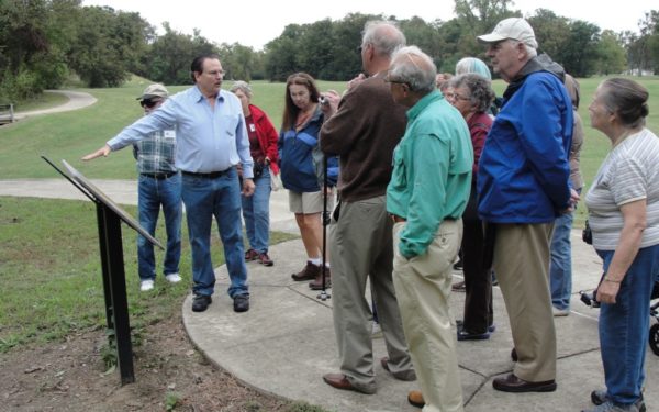 . Jeff Mitchem showing participants in TAC’s “Peoples of the Lower Mississippi Valley” tour around the Parkin site, October, 2014. Photo courtesy Parkin Archeological State Park.
