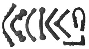 Chacoans may have used these sticks in shinny (field hockey) games in ancient Chacoan society. Shinny, which bears a resemblance to field hockey, was popular throughout ancient North America, and it is still played by indigenous communities in the Southwest. The sticks were found cached in Pueblo Bonito. Credit: AMNH Anthropology catalog no.’s H4327, H4301, H4397, H4420, H4422, H4536, H4245, H4243, H4253, H4416, H4217, H4512, and H4418 as represented in Pepper 1920:Figures 58 & 59; Courtesy of the Division of Anthropology, American Museum of Natural History