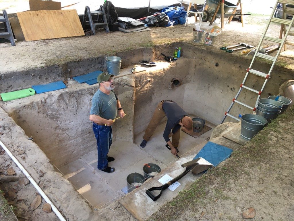 The excavation pit at the Paleo through Archaic period Wakulla Springs Lodge site. 