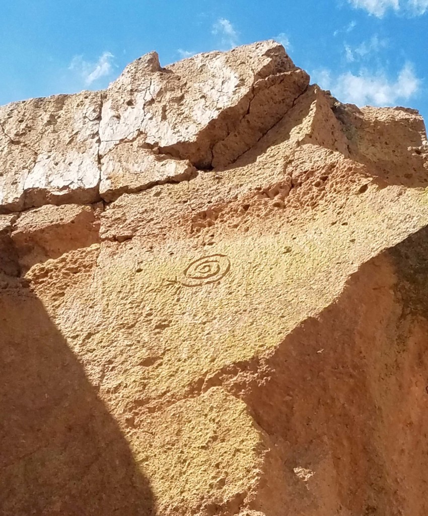 spiral petroglyph at Tsankawi