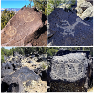 photo collage of four petroglyph panels